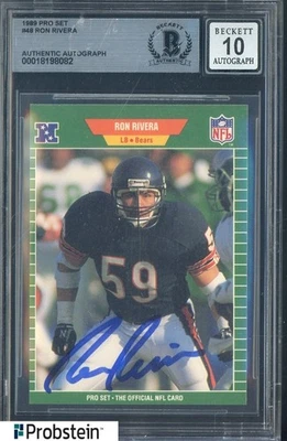Ron Rivera Signed 1989 Pro Set Football #48 Chicago Bears BGS BAS 10 AUTO - Image 1 of 2