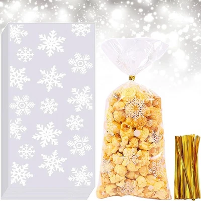 BELSVOR 100 Stück Plätzchentüten Weihnachten, 100PCS Cellophantüten weihnachten