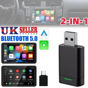 Wireless Carplay Adapter for iPhone Android 2 in 1 USB Car Dongle Plug & Play - Picture 1 of 14