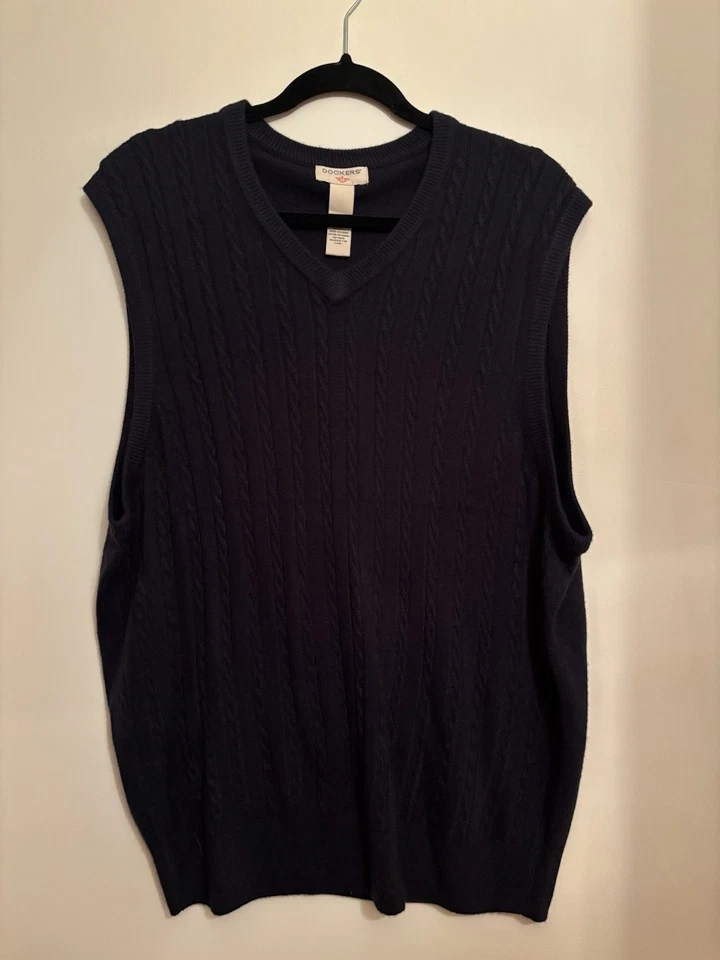 Chaleco Suéter Acrílico Azul Medianoche Dockers Para Hombre’s L Acogedor Comodidad Nuevo Con Etiquetas Foto 1 de 4