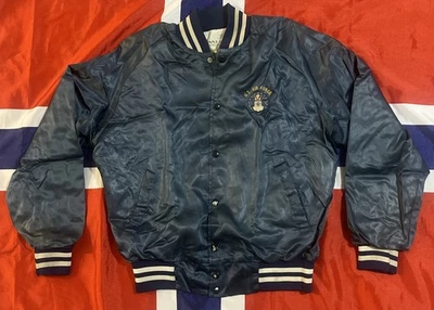 Chaqueta De Colección Artex Jostens Fuerza Aérea de los Estados Unidos M Azul Satinado Abotonada Bolsillos EE. UU. Años 80 Foto 1 de 4
