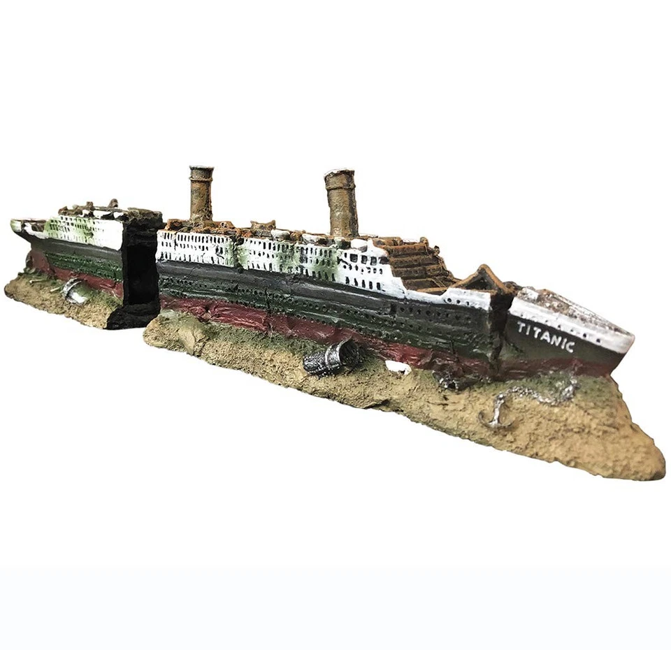 Slocme Aquarium Titanic Shipwreck Decorations Fish Tank Unique Classic Resin