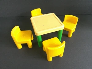 Vintage Little Tikes Yellow and Green Dollhouse Table and 4 Chairs - Picture 1 of 2