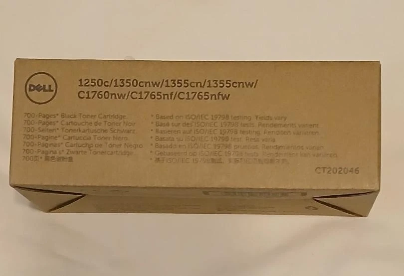 New Genuine Dell 1250c / 1350cnw Black Toner Cartridge XKP2P 700 Pages OEM - image 1 of 1