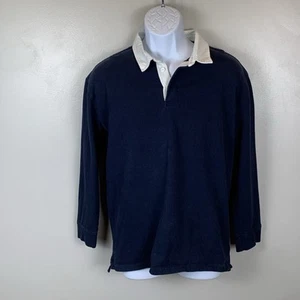 Old Navy Rugby Shirt Boys XXL Navy Blue White Collar Long Sleeve Heavyweight - Picture 1 of 8