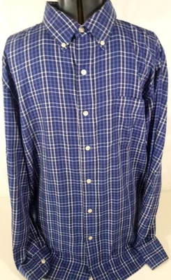 Chaps Ralph Lauren-Mens Long Sleeve Button-Down Shirt-Large-Blue Plaid-Classic - Image 1 of 4