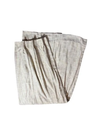 1 Vintage Custom Pinch Pleat Curtain Panel Tweed Beige Neutral Lined 88 Long - Image 1 of 4