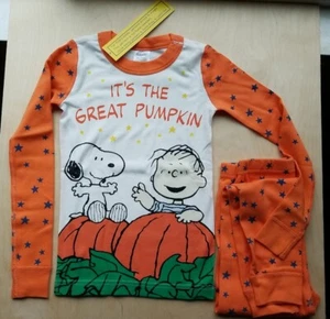NWT HANNA ANDERSSON GREAT PUMPKIN SNOOPY LONG JOHN HALLOWEEN PAJAMAS 120 6 7 - Picture 1 of 6