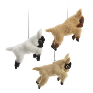 Juego/3 4" Kurt Adler Blanco/Fawn Peludo Bebé Cabra Ornado Retro De Colección Decoración de Navidad - Imagen 1 de 1