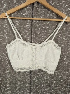 Free People Lacy Seamless Bralette Women's Medium Button Accents Boho - Picture 1 of 6