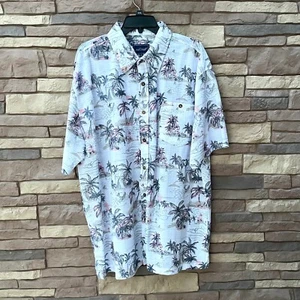 Aloha Hawaiian Shirt Tiki Island Shark Skeleton Surfing Volcano 2XL Nob Hill - Picture 1 of 7