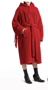 Stella McCartney Coat Teddy Fringe Jacket Red Sz 44 8/10 Oversized $2200 - Picture 1 of 9