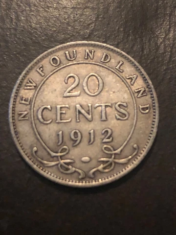 NEWFOUNDLAND 1912 20 CENTS KING GEORGE V STERLING SILVER COIN Cover