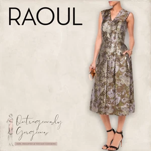 Vestido midi de jacquard metálico plisado Donata para mujer RAOUL EE. UU. 4 UK 8 EU 36 - Imagen 1 de 7