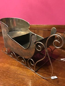 Deko Metall Weihnachtsschlitten zum befüllen antik-gold, edel H 29 cm, L 48 cm - Bild 1 von 4