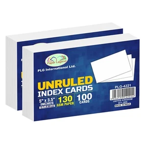 200 pcs White Unruled Index Cards 5" x 3.5" Memo Jotter Block Note Cards Office - Picture 1 of 17