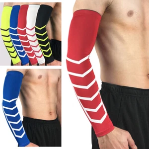 Men Sports Elastic Long Arm Sleeve Elbow Pads Basketball Cycling Protective Gear - Picture 1 of 11