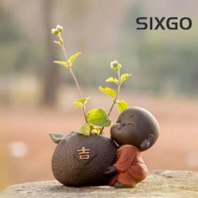 Chinese Ornament Handmade Artware Yixing Zisha Purple Clay Tea Pet Monk Vase New - Image 1 of 4