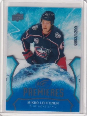 2020-21 UD Ice Premieres #127 MIKKO LEHTONEN Columbus Blue Jackets RC #/1299 - Image 1 of 2