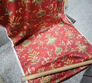 4Y31" Gardenesque Dupont Red Orange Floral Scrolls Drapery Fabric Thibaut #0164 - Picture 1 of 6