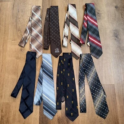 Lot of 8 Vintage Necktie 1970s Ties Mens Dress Tie Polyester Ugly Disco Costume - Image 1 of 4