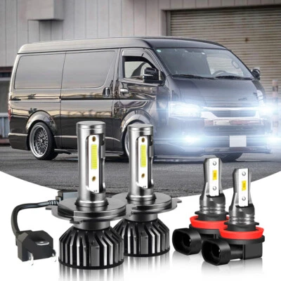 For Toyota Hiace 2006-2015 9003 LED Headlights H11 Fog Light Bulbs Kit 6000K - Image 1 of 4
