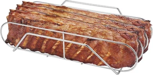 Extra langes Edelstahl weniger Rippengestell zum Rauchen und Grillen - Bild 1 von 7