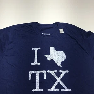 Unbranded T-Shirt Mens Size 2XL "I Love Texas" Blue Crew Neck Short Sleeve - Picture 1 of 11
