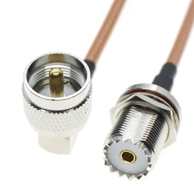 UHF male right angle To UHF female SO239 connector lot RF Coaxial Cable RG400 - Image 1 of 2