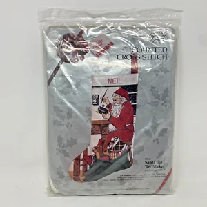 Candamar Something Special Santa Toymaker Cross Stitch STOCKING KIT #50360 1988 - Picture 1 of 7