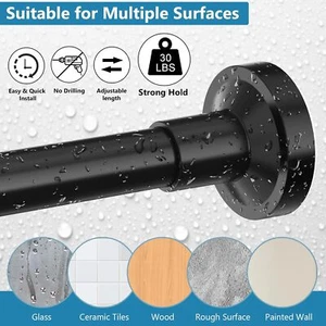50-410cm Shower Curtain Rail Pole Heavy Duty Extendable Tension Rod No Drilling - Picture 1 of 24