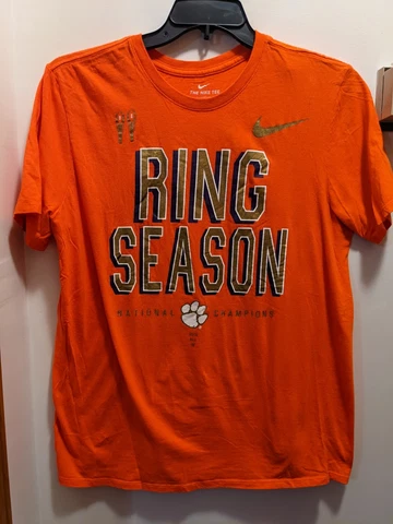 Clemson Tigers Champions Ring Season 2018 Nike Large Short Sleeved Shirt Cover