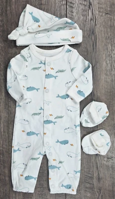 Ropa de bebé niño nuevo sin etiquetas niño Mine Carter's prematuro 3 piezas vestido de tiburón conjunto Foto 1 de 4