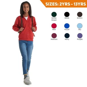 Uneek Children Cardigan Button Up Unisex Plain Stylish Sweatshirt School Top - Picture 1 of 20