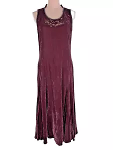 April Cornell Vintage S Burgundy Crushed Velvet Midi Dress Witchy Gothic Grunge - Picture 1 of 12