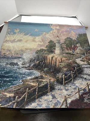 Tapiz colgante de pared Thomas Kinkade con varilla luz de mar 27 x 27 pulgadas. Foto 1 de 4