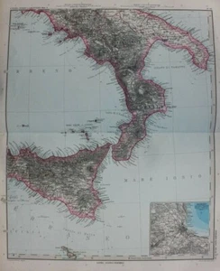 Original antique map SICILY, ITALY, PALERMO, Stieler, 1891 - Picture 1 of 7