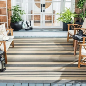 Safavieh Courtyard Collection  Stripe Indoor/ Outdoor Patio Area Rug 9ft x 12ft - Picture 1 of 10