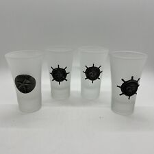 Princess Cruise Line (Set Of 4) Raised 3D Metal Logo Frosted Shot Glasses 3.5”