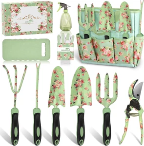 Gardening Tools, 10 Piece Heavy Duty Green Garden Tools Set with Non-Slip Ergon - Picture 1 of 7