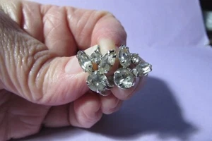 Vintage CORA Clip Schraubverschluss Ohrringe ca. 1/2" Strasssteine - Bild 1 von 5