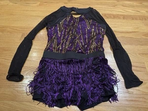 WEISSMAN Purple Gold Black SEQUINS Dance Costume MA M ADULT With Bracelet! - Picture 1 of 7
