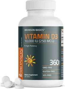 Bronson Vitamina D3 10.000iu (250mcg) Suministro 1 Año para 360 Unidades (Pack de 1) - Imagen 1 de 8