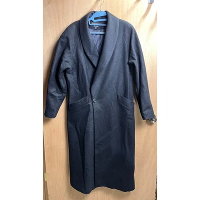 Vtg. Women's Donny Brook Black Long 100% Wool Double Breasted Trench Coat Size 6 - Image 1 of 4