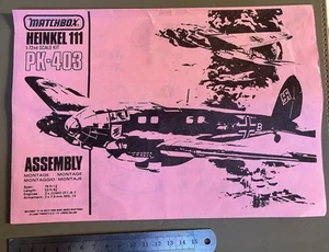 Matchbox Maßstab 1:72 German Aircraft Heinkel 111 Anleitung PK-403 - Bild 1 von 2