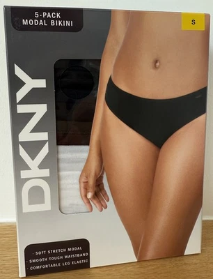 DKNY 5 упаковки модальный бикини трусы - маленький - черный / белый / коричневый комплект - новый - Изображение 1 из 4