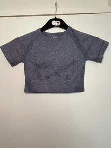 Ladies Sports Crop Top Size Small In grey Short Sleeves Tvb - Picture 1 of 9
