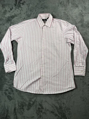 Hugo Boss Shirt Mens 15.5 Regular Fit Multicolor Striped Button Up Long Sleeve - Image 1 of 4