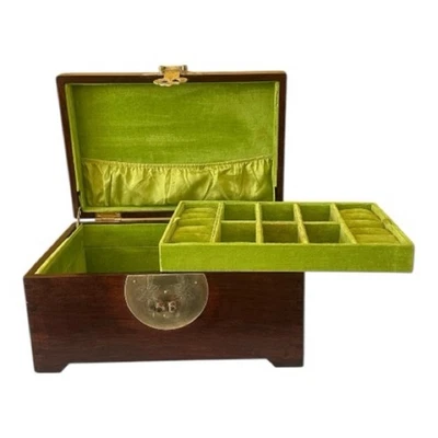 Joyero de madera de caoba original chino vintage vitrina vitrina Foto 1 de 4