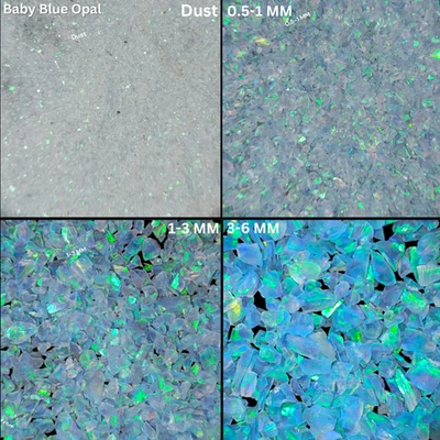 Crushed Baby Blue Opal Gemstone Coarse All Size Multi Fire Opal For Inlays - Image 1 of 4